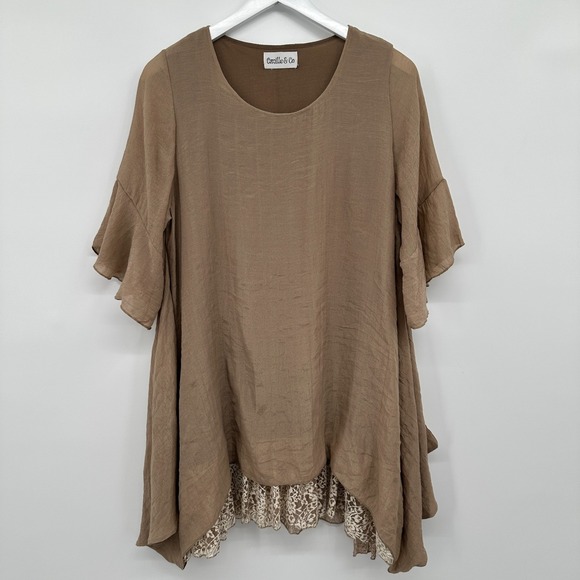 Camille & Co Tunic Top Shirt Size M L Flowy Fairy Neutral Whimsical‎ Ethereal - Picture 1 of 12